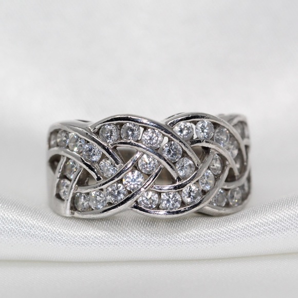 Jewelry - Sterling Silver - Diamonique Channel-Set CZ Woven Ring - size 5